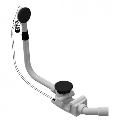 Kaldewei przelew wannowy przedłużony z napełnianiem czarny matowy 687772100676