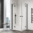 Sanswiss Annea kabina prysznicowa kwadratowa 75 cm czarny mat AN13G07500607+AN13D07500607