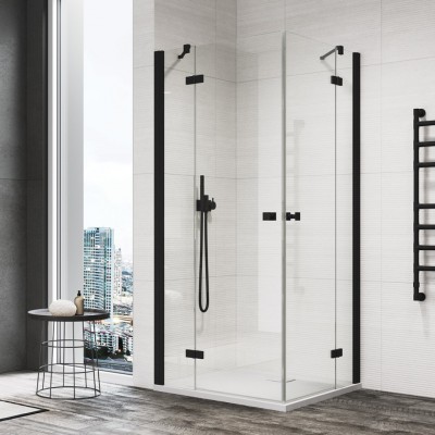 Sanswiss Annea kabina prysznicowa kwadratowa 120 cm czarny mat AN13G12000607+AN13D12000607