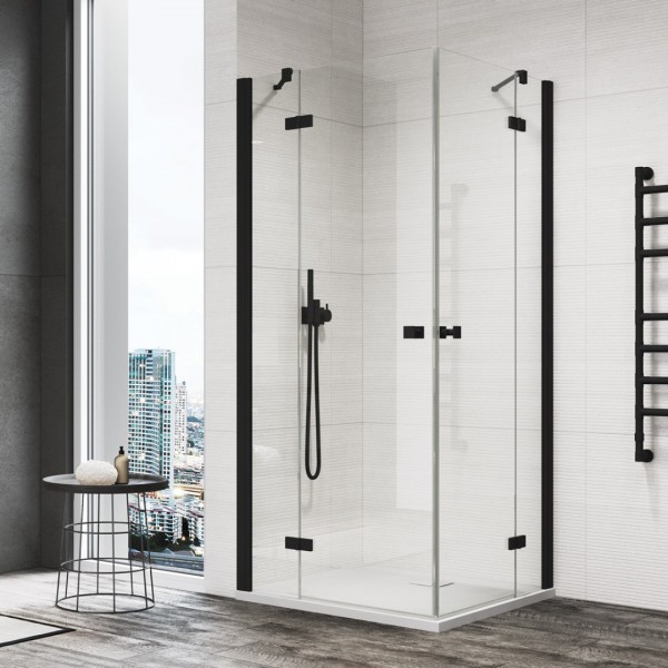 Sanswiss Annea kabina prysznicowa kwadratowa 120 cm czarny mat AN13G12000607+AN13D12000607