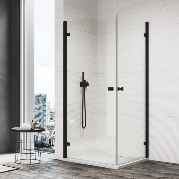 Sanswiss Annea kabina prysznicowa kwadratowa 100 cm czarny mat AN1CG10000607+AN1CD10000607