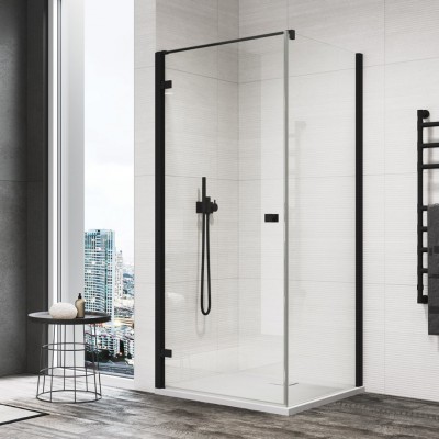 Sanswiss Annea kabina prysznicowa prostokątna 100x80 cm lewa czarny mat AN1CG10000607+ANT08000607