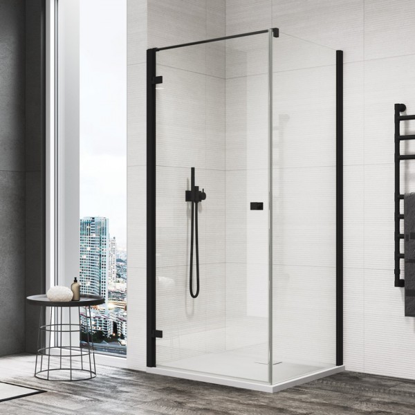 Sanswiss Annea kabina prysznicowa kwadratowa 90 cm lewa czarny mat AN1CG09000607+ANT109000607