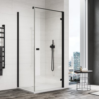 Sanswiss Annea kabina prysznicowa kwadratowa 100 cm prawa czarny mat AN1CD10000607+ANT110000607