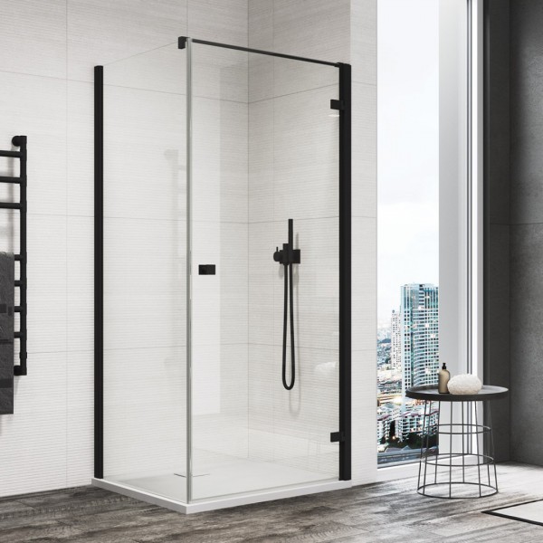 Sanswiss Annea kabina prysznicowa kwadratowa 100 cm prawa czarny mat AN1CD10000607+ANT110000607