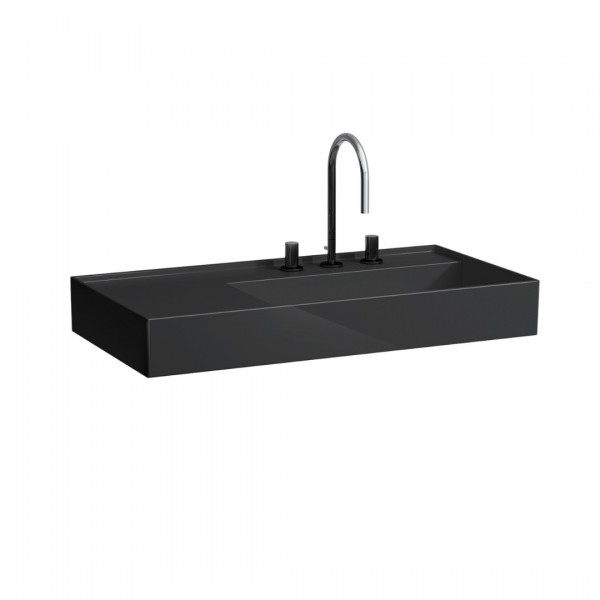 Laufen Kartell umywalka ścienna 90x46 cm prawa czarny połysk H8103390201581