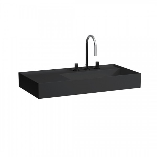 Laufen Kartell umywalka ścienna 90x46 cm prawa czarny mat H8103397161581