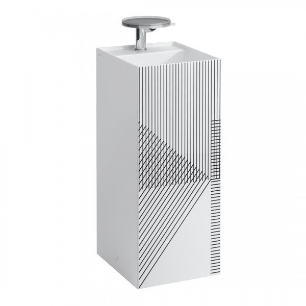 Laufen Kartell umywalka wolnostojąca 37,5x43,5 cm biała wzór szare linie H811331D011111