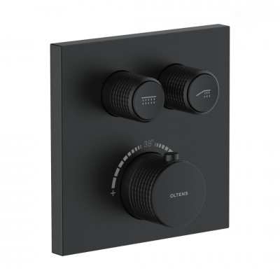 Oltens Onega bateria wannowo-prysznicowa podtynkowa termostatyczna czarny mat 34602300