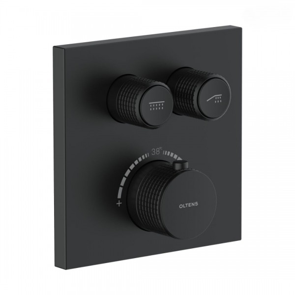Oltens Onega bateria wannowo-prysznicowa podtynkowa termostatyczna czarny mat 34602300