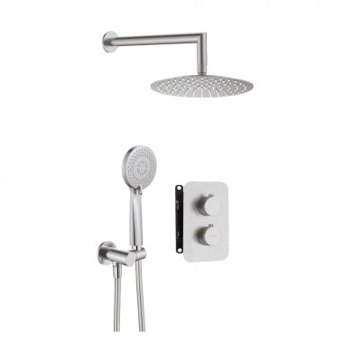 Deante Box komplet prysznicowy podtynkowy termostatyczny stal szczotkowana BXYZFEBT