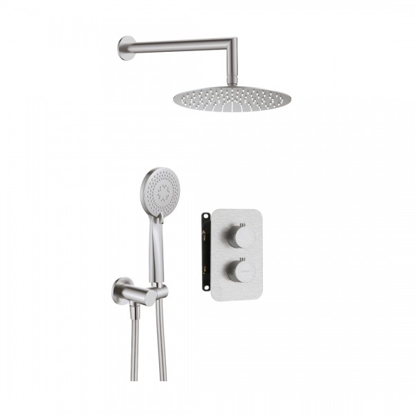 Deante Box komplet prysznicowy podtynkowy termostatyczny stal szczotkowana BXYZFEBT