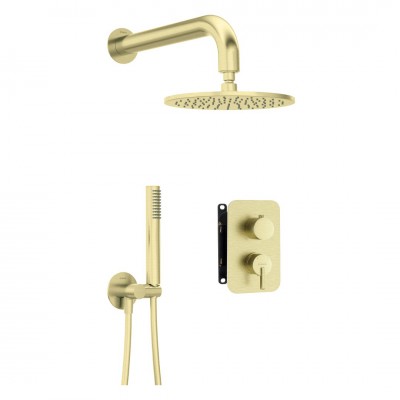 Deante Silia zestaw prysznicowy podtynkowy złoto szczotkowane BXYYRQSM