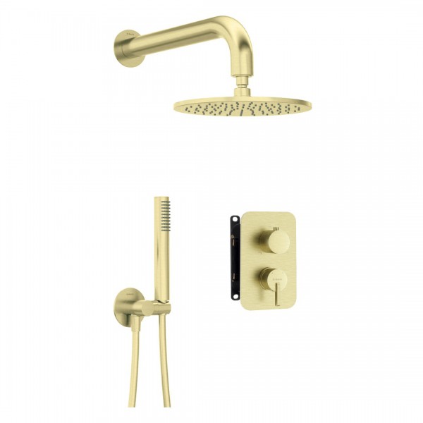 Deante Silia zestaw prysznicowy podtynkowy złoto szczotkowane BXYYRQSM