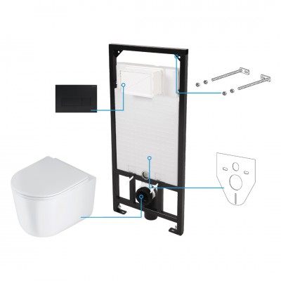 Deante Jasmin zestaw 6w1 przycisk czarny mat CDJN6ZPW