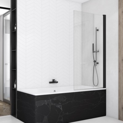 Sanswiss Solino parawan nawannowy 1-częściowy 75x150 cm czarny mat SOEB107500607