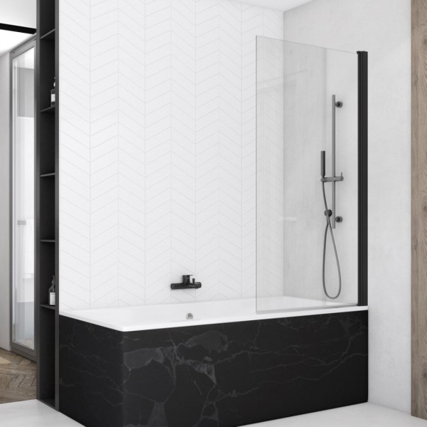 Sanswiss Solino parawan nawannowy 1-częściowy 75x150 cm czarny mat SOEB107500607