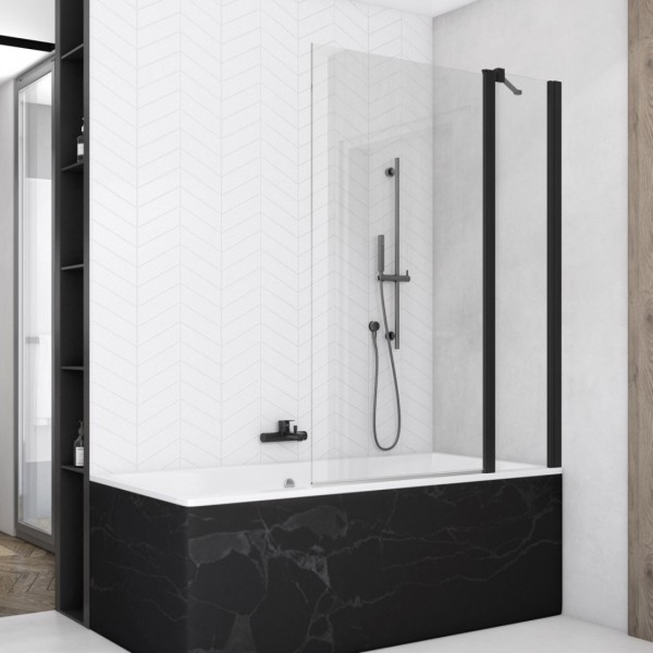 Sanswiss Solino parawan nawannowy 1-częściowy 90x150 cm czarny mat SOEB130900607