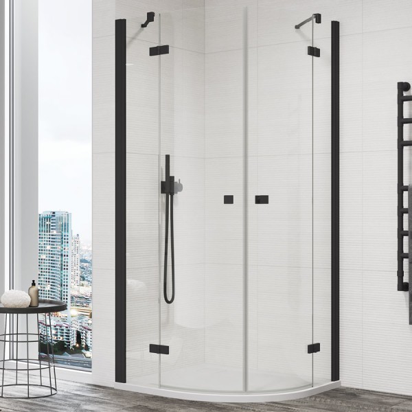 SanSwiss Annea kabina prysznicowa półokrągła 80 cm czarny mat ANR5508000607