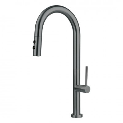 Deante Olfato bateria kuchenna z wyciąganą wylewką titanium BQO_D72M