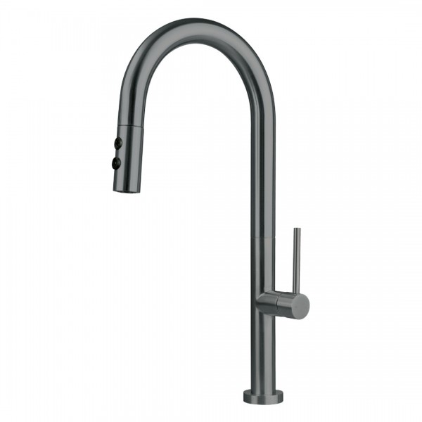 Deante Olfato bateria kuchenna z wyciąganą wylewką titanium BQO_D72M