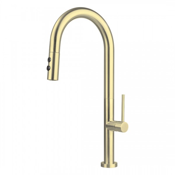 Deante Olfato bateria kuchenna z wyciąganą wylewką złoto szczotkowane BQO_R72M