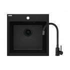 Deante Evora zlewozmywak granitowy 50x50 cm z baterią czarny mat ZQJNN103