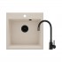 Deante Evora zlewozmywak granitowy 78x44 cm z baterią beżowy mat/czarny mat ZQJN5103