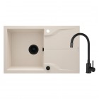 Deante Evora zlewozmywak granitowy 78x44 cm z baterią beżowy mat/czarny mat ZQNN5113