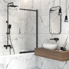 Deante Prizma parawan nawannowy 100x140 cm przesuwny czarny mat KTJ_N73R