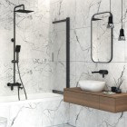 Deante Prizma parawan nawannowy 100x140 cm przesuwny czarny mat KTJ_N73R