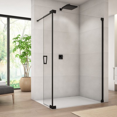 Sanswiss Cadura ścianka wolnostojąca Walk-in 100 cm prawa czarny mat CADUOD1000607