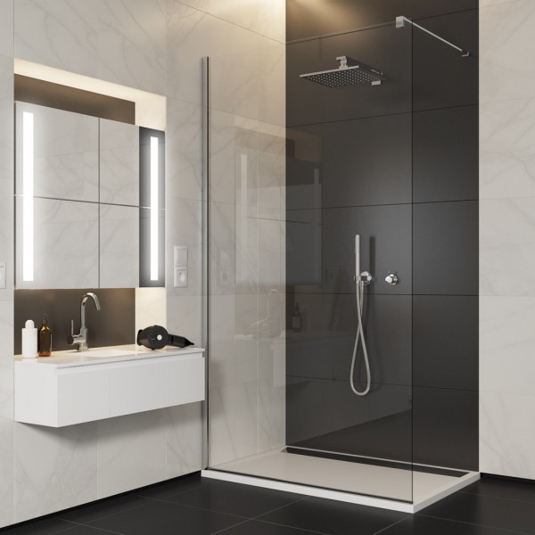 Sanswiss Easy ścianka wolnostojąca Walk-in 80 cm srebrny połysk STR4PX0805007