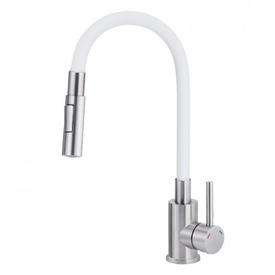 Deante Neo Luno bateria kuchenna stojąca biały/stal BOC_W740