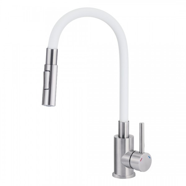 Deante Neo Luno bateria kuchenna stojąca biały/stal BOC_W740