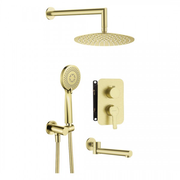 Deante Arnika zestaw wannowo-prysznicowy podtynkowy złoto szczotkowane BXYYRQAM
