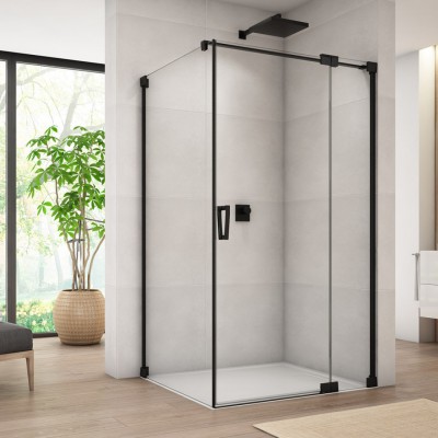 Sanswiss Cadura kabina prysznicowa kwadratowa 75 cm prawa czarny mat 56283