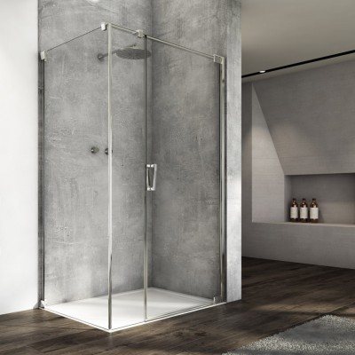 Sanswiss Cadura kabina prysznicowa kwadratowa 80 cm prawa srebrny połysk 56419
