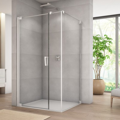 Sanswiss Cadura kabina prysznicowa kwadratowa 80 cm lewa biały mat 56424