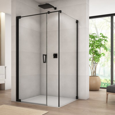 Sanswiss Cadura kabina prysznicowa kwadratowa 80 cm lewa czarny mat 56434