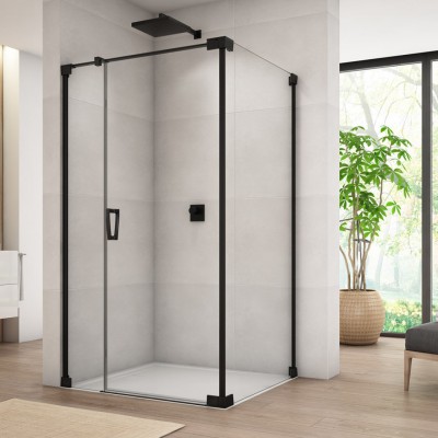 Sanswiss Cadura kabina prysznicowa kwadratowa 80 cm prawa czarny mat 56469
