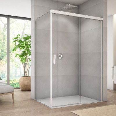 Sanswiss Cadura kabina prysznicowa kwadratowa 100x100 cm prawa biały mat 56735