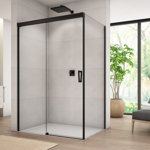 Sanswiss Cadura kabina prysznicowa kwadratowa 100x100 cm lewa czarny mat 56795