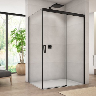 Sanswiss Cadura kabina prysznicowa kwadratowa 100x100 cm prawa czarny mat 56855