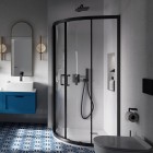 Besco Modern 185 kabina półokrągła drzwi przesuwne 80x80 cm czarny mat MPB-80-190-C