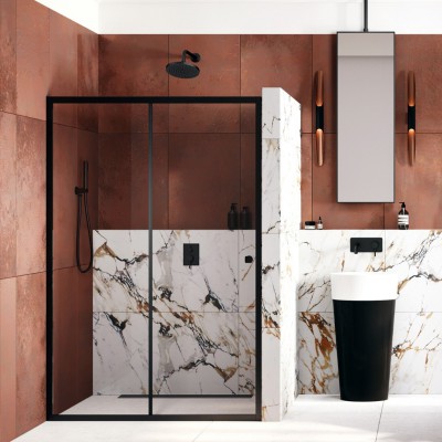 Besco Duo Slide drzwi do wnęki rozsuwane 100 cm czarny mat DDSB-100