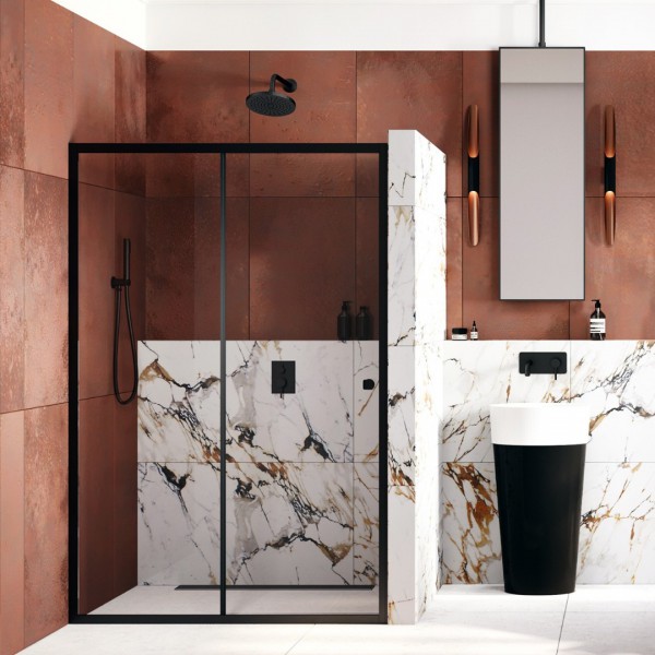 Besco Duo Slide drzwi do wnęki rozsuwane 100 cm czarny mat DDSB-100