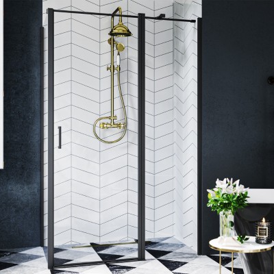 Besco Exo-C Black drzwi prysznicowe 120 cm czarny mat ECB-120-190C