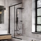 Besco Easy Slide Black parawan 2-skrzydłowy 100x150 cm czarny mat PESB-2S