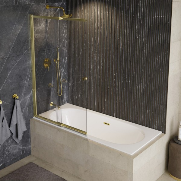 Besco Easy Slide parawan 2-skrzydłowy 100x150 cm złoty PESG-2S